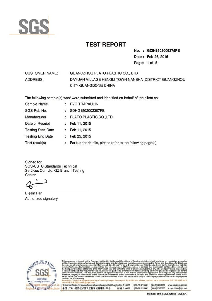 SGS test report